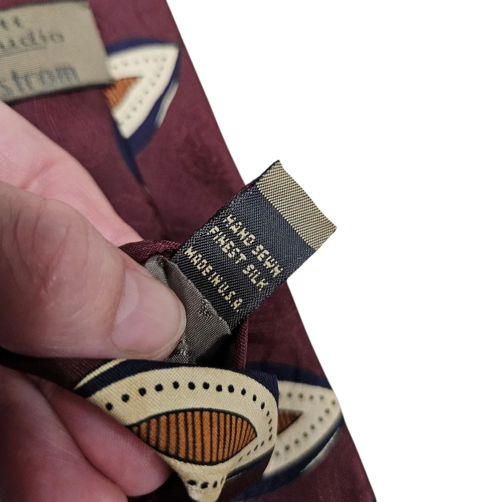 Vintage 90s Robert‎ Talbott Necktie Burgundy Silk Geometric Nordstrom Grandpa